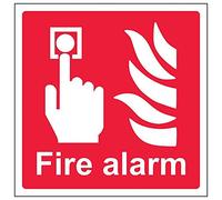 V Safety 13011AM-R'Fire Alarm Logo' Sign, Square, 150 mm x 150 mm (Pack of 3)