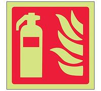 V Safety 13012AF-G'Fire Extinguisher Logo' Sign, Square, 100 mm x 100 mm (Pack of 3)