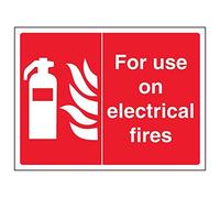 V Safety 13043AR-S'For Use On Electrical Fires' Sign, Landscape, 200 mm x 150 mm (Pack of 3)