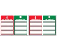 V Safety 13046BF-R Fire Marshals/First Aiders Sign - Landscape - 400mm x 300mm - 1mm Rigid Plastic, Green,Red (Pack of 2)