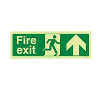 V Safety 14001AX-GS Glow In The Dark Fire Exit Arrow Up Sign - 300mm x 100mm - Self Adhesive Vinyl