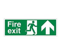 V Safety 14001BJ-S'Fire Exit Arrow Up' Sign, Landscape, 450 mm x 150 mm (Pack of 3)