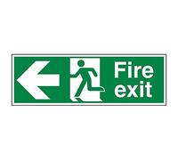 V Safety 14003BP-S'Fire Exit Arrow Left' Sign, Landscape, 600 mm x 200 mm (Pack of 3)