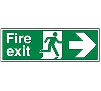 V Safety 14004BJ-R Fire Exit Arrow Right Sign - Landscape - 450mm x 150mm - 1mm Rigid Plastic, Green