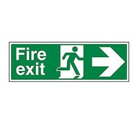 V Safety 14004BJ-R'Fire Exit Arrow Right' Sign, Landscape, 450 mm x 150 mm (Pack of 3)