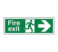 V Safety, 14004BP-R2 Fire Exit Arrow Right Sign - Landscape - 600mm x 200mm - 2mm Rigid Plastic