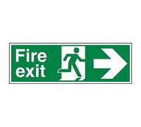 V Safety 14004BP-S'Fire Exit Arrow Right' Sign, Landscape, 600 mm x 200 mm (Pack of 3)