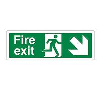 V Safety 14006AX-R'Fire Exit Arrow Down Right' Sign, Landscape, 300 mm x 100 mm (Pack of 3)