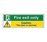 V Safety 14013BJ-S'Fire Exit Only/Door Alarmed' Sign, Landscape, 450 mm x 150 mm (Pack of 3)