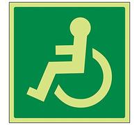V Safety 14019AT-G'Wheel Chair Logo Facing Left' Sign, Square, 200 mm x 200 mm (Pack of 3)