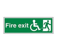 V Safety 14034BJ-S'Wheel Chair Final Fire Exit Text Man Right' Sign, 450 mm x 150 mm (Pack of 3)
