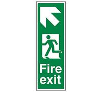 V Safety 14043AP-R'Fire Exit Arrow Up Left' Sign, Portrait, 150 mm x 450 mm (Pack of 3)