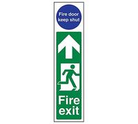 V Safety 15001AD-S'Fire Exit Man Right/Fire Door Keep Shut' Sign, 75 mm x 300 mm (Pack of 3)