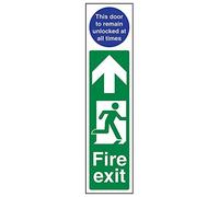 V Safety 15003AD-S'Fire Exit Man Right/Door Remain Unlocked' Sign, 75 mm x 300 mm (Pack of 3)