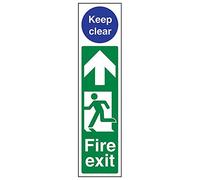 V Safety 15008AD-S'Fire Exit Door Plate Man Left/Keep Clear' Sign, 75 mm x 300 mm (Pack of 3)
