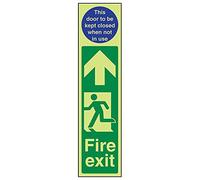 V Safety 15010AD-G'Fire Exit Man Left/Door Must Be Closed' Sign, 75 mm x 300 mm (Pack of 3)