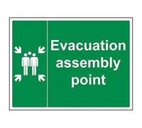 V Safety 17012BF-S'Evacuation Assembly Point' Sign, Landscape, 400 mm x 300 mm (Pack of 3)