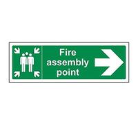 V Safety 17022BJ-R2 Fire Assembly Point Arrow Right Sign - Landscape - 450mm x 150mm - 2mm Rigid Plastic
