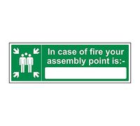 V Safety 17026BJ-R'In Case of Fire Your Assembly Point Is' Sign, 450 mm x 150 mm (Pack of 3)