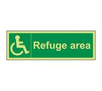 V Safety 17049AX-G'Refuge Area' Sign, Landscape, 300 mm x 100 mm (Pack of 3)