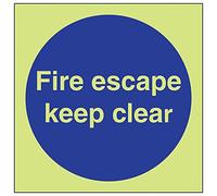 V Safety 18004AF-G'Fire Escape Keep Clear' Sign, Square, 100 mm x 100 mm (Pack of 3)