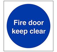 V Safety 18005AF-R'Fire Door Keep Clear' Sign, Square, 100 mm x 100 mm (Pack of 3)