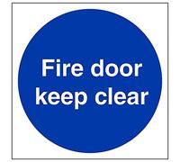 V Safety 18005AT-S'Fire Door Keep Clear' Sign, Square, 200 mm x 200 mm (Pack of 3)