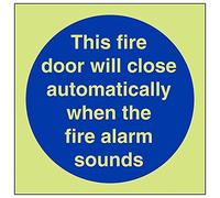 V Safety 18006AF-G'Automatic Fire Door' Sign, Square, 100 mm x 100 mm (Pack of 3)