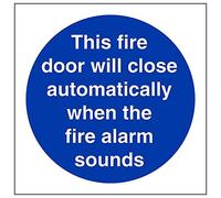 V Safety 18006AF-S'Automatic Fire Door' Sign, Square, 100 mm x 100 mm (Pack of 3)