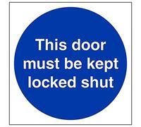 V Safety 18008AT-R'This Door Must Be Kept Locked Shut' Sign, 200 mm x 200 mm (Pack of 3)
