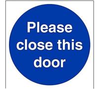 V Safety 18009AM-S Please Close This Door Mandatory Sign - Square - 150mm x 150mm - Self Adhesive Vinyl, Blue