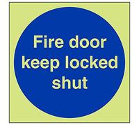 V Safety 18015AT-G'Fire Door Keep Locked Shut' Sign, Square, 200 mm x 200 mm (Pack of 3)