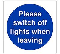 V Safety 18022AF-S Please Switch Off Lights When Leaving Sign - Square - 100mm x 100mm - Self Adhesive Vinyl, Blue