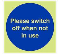 V Safety 18023AT-G'Please Switch Off When Not In Use' Sign, 200 mm x 200 mm (Pack of 3)