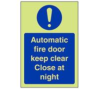 V Safety 18047AG-G "Automatic Fire Door Keep Clear/Close…" Sign, 100 mm x 150 mm (Pack of 3)