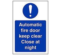 V Safety 18047AG-R "Automatic Fire Door Keep Clear/Close…" Sign, 100 mm x 150 mm (Pack of 3)