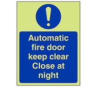 V Safety 18047AN-G "Automatic Fire Door Keep Clear/Close…" Sign, 150 mm x 200 mm (Pack of 3)