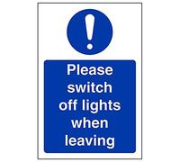 V Safety 18055AG-R'Please Switch Off Lights When Leaving' Sign, 100 mm x 150 mm (Pack of 3)