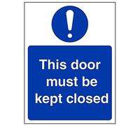 V Safety 18060AN-R'This Door Must Be Kept Closed' Sign, Portrait, 150 mm x 200 mm (Pack of 3)