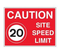 V Safety 20 MPH Site Speed Limit 600 x 450 mm - 3mm Reflective Aluminium Composite Safety Sign