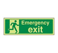 V Safety 21015AX-G'Emergency Exit' Sign, Landscape, 300 mm x 100 mm (Pack of 3)