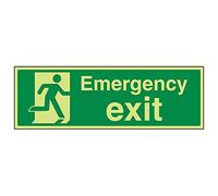 V Safety 21015BJ-G'Emergency Exit' Sign, Landscape, 450 mm x 150 mm (Pack of 3)