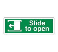 V Safety 22012AX-S'Slide To Open Left' Sign, Landscape, 300 mm x 100 mm (Pack of 3)