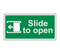 V Safety 22012AY-S'Slide To Open Left' Sign, Landscape, 300 mm x 150 mm (Pack of 3)