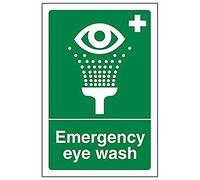 V Safety 23004AG-R'Emergency Eye Wash' Sign, Portrait, 100 mm x 150 mm (Pack of 3)