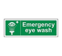 V Safety 23022AX-S'Emergency Eyewash' Sign, Landscape, 300 mm x 100 mm (Pack of 3)