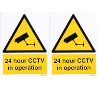 V Safety 24 Hour CCTV in Operation Safety Sign - 150 x 200mm Self Adhesive Vinyl - Security Surveillance Warning Notice - Black/Yellow - ISO 7010 Compliant for Doors, Walls & Indoor Surfaces