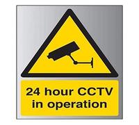 V Safety 24 Hour CCTV In Operation Sign - 150mm x 200mm - 3mm Brushed Alu Comp