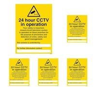 V Safety 24 Hour CCTV In Operation - Your Safety Is Important - Portrait 150 x 200mm - 1mm Rigid Plastic Safety Sign (Pack of 5)