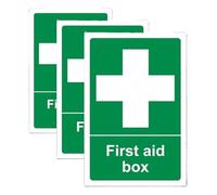 V Safety 31004AN-R First Aid Box Sign - Portrait - 150mm x 200mm - 1mm Rigid Plastic, Green (Pack of 3)